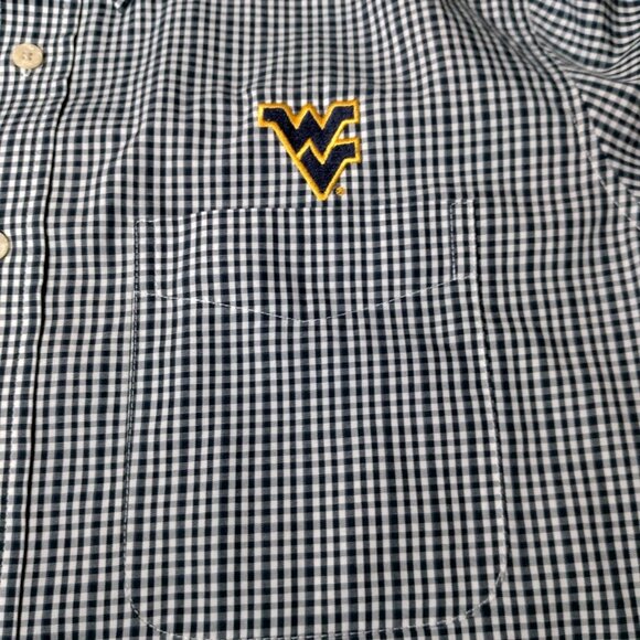 WVU Mountaineers Shirt Men L Button Down Blue Gingham West Virginia University - Picture 12 of 15